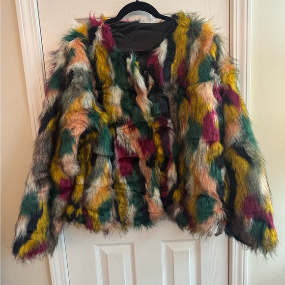 Jackets & Blazers - Multicolored Faux Fur Jacket